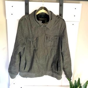 Men’s Vintage J. Ferrar Gray Zip up Coat Jacket with Wool Modern Fit Large
